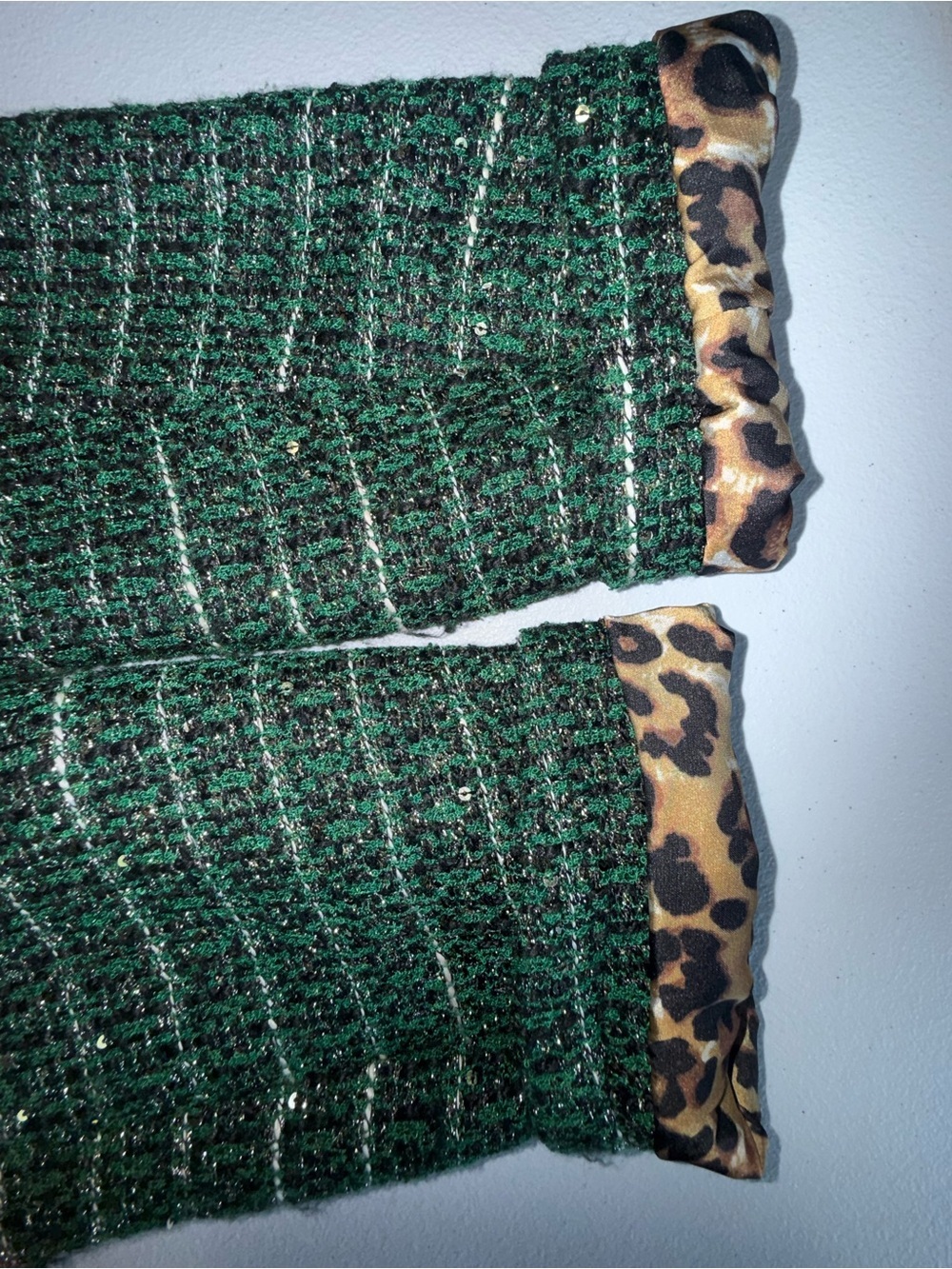 Boston Proper Size 10 Emerald Green Tweed Chain Detail Sequin Jacket Blazer - Picture 13 of 15